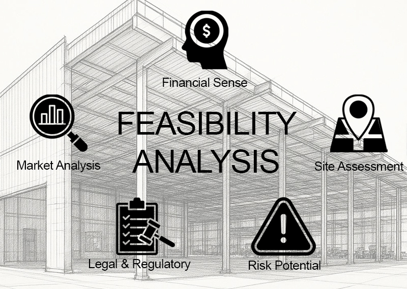 A black-and-white infographic with a magnifying glass, profile of a head, map, clipboard, gavel, and caution sign
